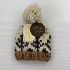 Huggalugs Forest Knit Beanie Hat Baby Small 0–6 Months Pom Pom NWT